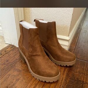 Women’s Brown Suede Chelsea Lug Boots